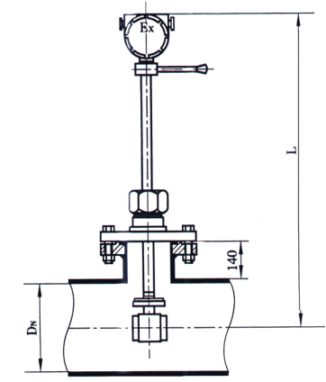 插入式蒸汽流量计剖面图